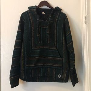 Baja hoodie. Green, red, yellow, blue, black. Size large.